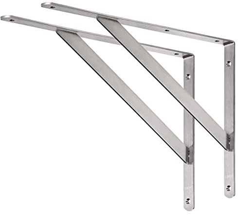 YUMORE Heavy Duty Shelf Bracket 450x320 mm Triangle Shelving Brackets SUS | Stainless Steel Right Angle Brace Floating Countertop Support Large Corner Brackets Wall Mounted, 4mm thick, Max Load 550lbs