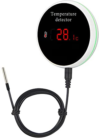 WiFi Smart Thermometer: WiFi Temperature Sensor with 1M Waterproof External Probe, App Alert & Buzzer Alarm, Digital Remote Temperature Gauge for Refrigerator, Fish Tank, Pet
