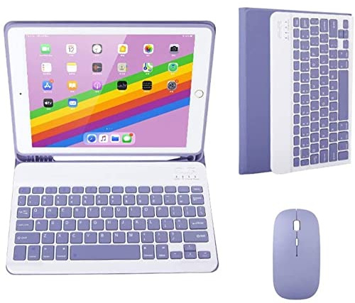 YEEHi Teclado de color para iPad de 9ª, 8ª y 7ª generación, iPad Air 3 Pro 10.5, funda con teclado Bluetooth inalámbrico desmontable y extraíble (morado)