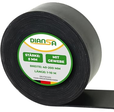Gummistreifen bis 10m Länge in 5mm dick und 8 verschiedenen Breiten mit Gewebeeinlage Hartgummi Vollgummi Gummiauflage Bodenbelag Gummi-Platte-Matte Schürfleiste (Länge: 8m, 60mm (6cm))