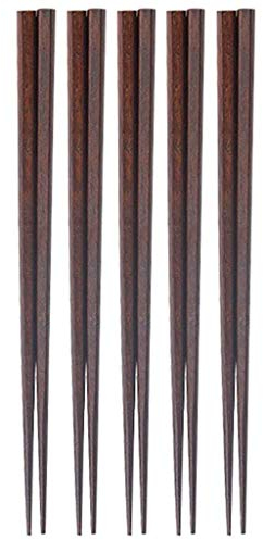 5 paia di bacchette in legno riutilizzabili set regalo, bacchette sushi giapponesi, bacchette cinesi di lusso in legno naturale bacchette antiscivolo, bacchette lavabili in lavastoviglie E (D)