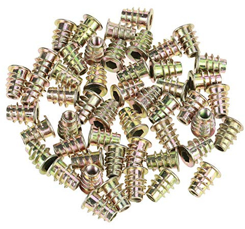 50pcs Écrous Hexagonaux M5 13mm Alliage de Zinc Filetés pour Assemblage Meuble Inserts Six Pans Creux Fixation