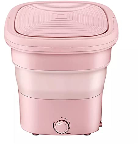 generico Lavatrice Portatile Mini Asciugatrice Elettrico Basso Consumo Centrifuga Salvaspazio Blu Ray 260w Pieghevole (Rosa,Luce Blu+ozono+Cesto di disidratazione)