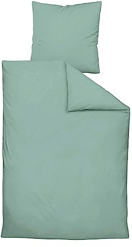 Janine Design Mako Soft Seersucker Bed Linen Set Bed Sheets and Duvet Set Piano 0125 Sage Green Size 135 x 200 cm and 80 x 80 cm