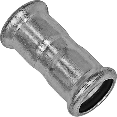 MegaHaustechnik Muffe 22x22 Pressfitting aus Edelstahl V4A für Rohr-Außendurchmesser 22mm zum Verpressen M-Kontur, Trinkwasser geeignet, VA INOX Kupplung Verbinder Doppelmuffe