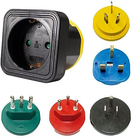 as - Schwabe Weltreiseadapter mit 5 leicht wechselbaren Ländermodulen | Universal-Reiseadapter - Typ B, G, I, J, L - für Euro-, Konturen- & Schutzkontaktstecker, Erdleitungsbügel + Reiseetui, 90253