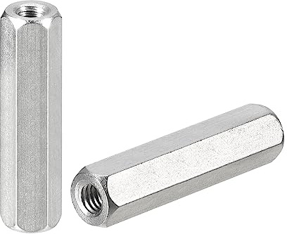 sourcing map 5 Stück Langen Sechskantmuttern M4 x 0.7 Abstand 30mm Länge Kupplung Muttern 304 Edelstahl Metrisch Sechskant Stab Kupplung Muttern