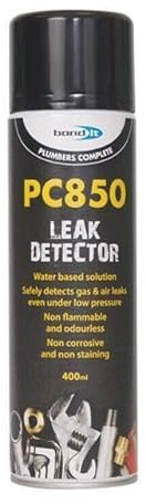 Bond It PC850 Leak Detector Aerosol Solution For Detecting Gas & Air Leaks Clear WATER BASED SOLUTION 400ml