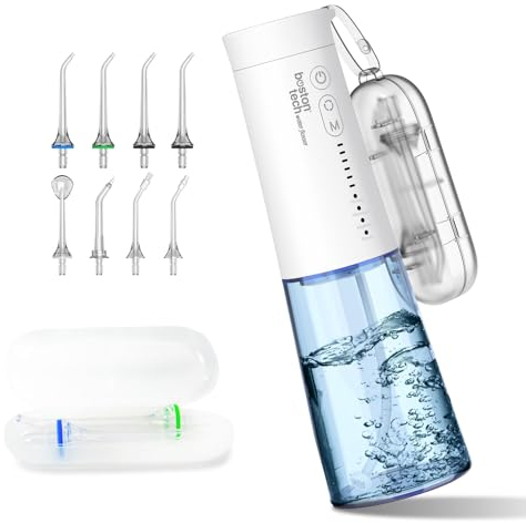 Aquapik® One Irrigador Dental Portátil | 8 Boquillas + 4 Modos + 6 Niveles de Presión | Elimina Placa, Cuida Encías, Implantes y Ortodoncia | 250 ml USB-C | Marca Europea IPX7
