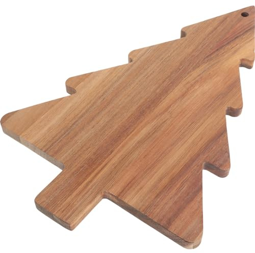 HOMSFOU planche à découper en bois très assiette de sushi de Noël pizza pain petite planche ronde planche de charcuterie en forme de sapin de Noël le dessert décorer