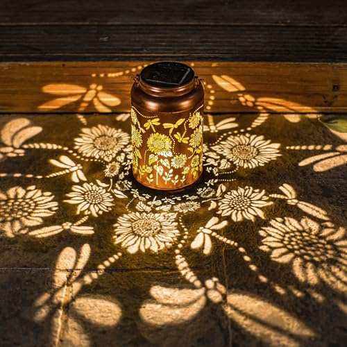 Mothers Day Gifts for Mom Sunflower Solar Lanterns Outdoor Waterproof Hanging Solar Lights,Gifts for Women Grandma Summer Garden Decor,Lantern Metal Decorative Yard,Patio,Lawn,Porch,Deck,Balcony