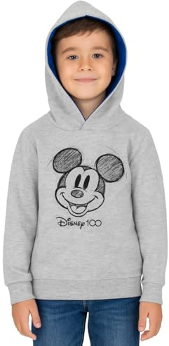 Disney Mickey Mouse Hoodie - Felpa con cappuccio per ragazzi - Felpa con cappuccio per bambini, colore grigio, grigio, 134/140 cm