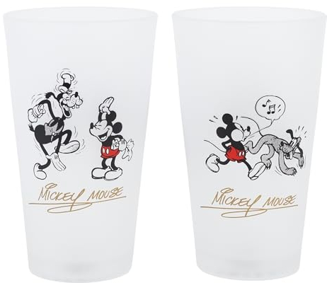 Stor Juego de 2 Vasos de Agua de Cristal de 490 ml de Mickey Mouse