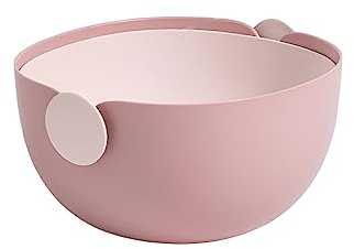 dijiusidy Fruits Drain Basket Double-Layer Vegetables Washing Colander Household Hotel Kitchen Strainer Reusable Accessories, Pink
