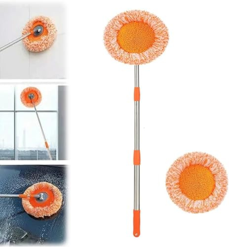Intellect - Mopa de limpieza ajustable giratoria de 360°, mopa de limpieza de pared extensible, mopa de polvo para limpieza de suelos, fregona giratoria redonda de fácil limpieza, para pared, suelo,