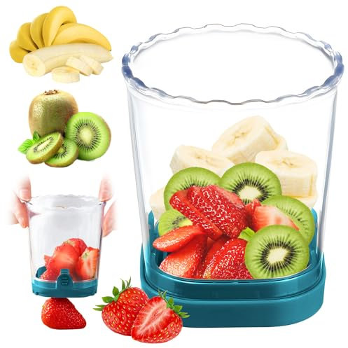 Cortador de frutas, cortador de frutas desmontable, cortador de acero inoxidable, cortador de huevos de velocidad de fresa, cortador de fresas para cortar verduras, utensilio de cocina (azul oscuro)