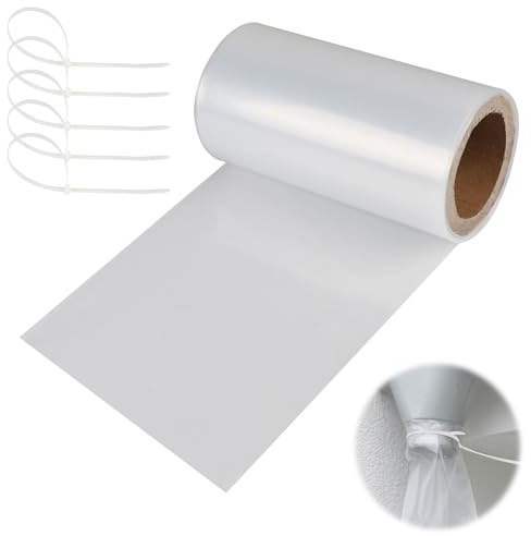 LALAGO 10M Tuyau de Gouttière Rouleau Transparent pour Tuyaux d'écoulement Ø125mm en Film PE, Tube de Pluie Gouttière de Rechange Provisorium, Provisoire de Tuyau de Descente avec 5 Serre-Câbles