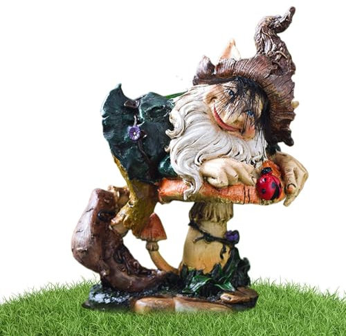 Qkbuza Lawn, Outdoor Garden Statue with Mushroom Figure Outdoor Statues Colourful Cute e Mushroom Statues for Garden Art, Outdoor Patio Decoration, Lawn Ornaments