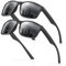 2er-Pack Sonnenbrille Herren Polarisiert Damen UV400 Schutz Sport Sunglasses Men Women Unisex Ultraleichte Rechteckig Rahmen Schwarz Polarisierte Sonnenbrillen für Angeln, Fishing, Fahren, Ski 1