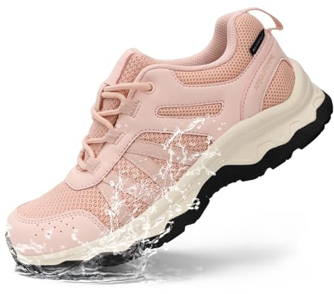 ANJOUFEMME Women's Waterproof Hiking Shoes Non Slip Sneakers Lightweight Tennis Shoes for Work Walking Running Trekking Trail Shoes DSX03W-FN-US-PINK-10