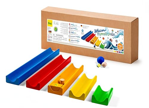 Erzi 43237 Wasser- und Murmelstraße aus Holz, für drinnen und draußen | für den Sandkasten, Kreative Spielwelten gestalten