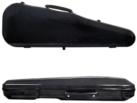 ZFIHAV Geigenkoffer Violine-Fiberglas-Koffer, 4/4-Koffer in voller Größe, Kohlefaser-Violinenkasten, stark, leicht, extrem stoß- und druckbeständig Für Violine(Fiberglass-Black)