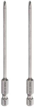 sourcing map Lot de 2 embouts de tournevis cruciformes PH1 avec tige hexagonale de 100 mm de long et tige de 0,3 cm de long, tournevis industriel en acier S2 pour outils électriques, gris