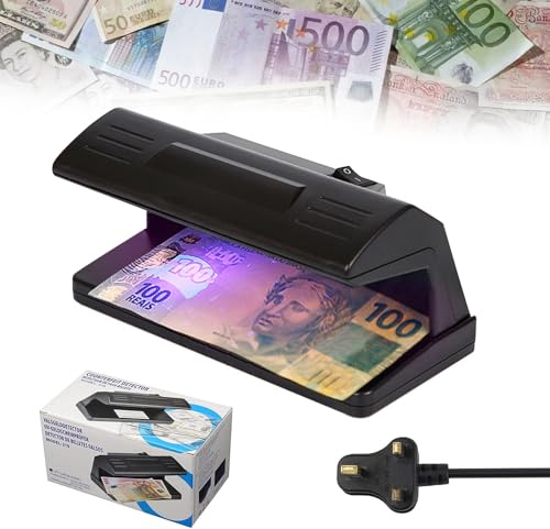 KBIBCK Détecteur de contrefaçon d'argent - Vérificateur de billets - Lumière UV - Prise britannique - Pour toutes les entreprises et les particuliers - Repère facilement les faux billets