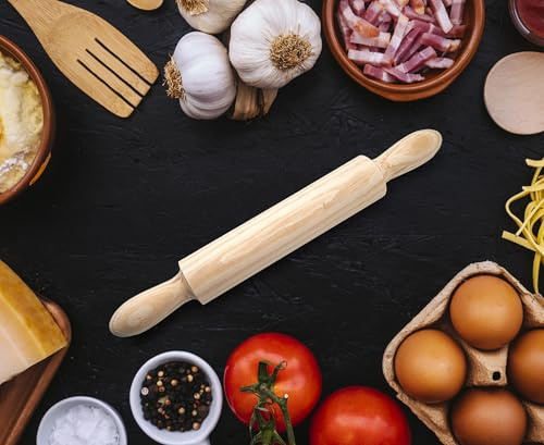 Rouleau à pâtisserie pour enfants 28 × 2,8 cm en bois naturel – Idéal pour pizzas, pâtes, biscuits – Design léger et maniable pour enfants et adultes
