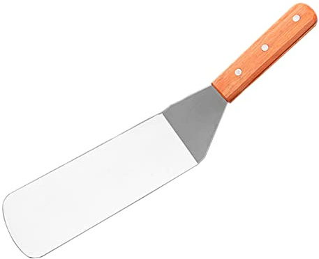 Ipetboom Spatule Barbecue INOX Acier Inoxydable avec Manche Bois Spatule Griller Multifonction pour Steak Poisson Teppanyaki Et Plancha Résistante Chaleur Ergonomique Et Facile à Nettoyer