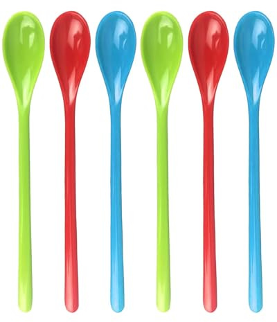 JUKOTA 10 pezzi Cucchiaini Plastica Colorati, Cucchiaini Lunghi Plastica Riutilizzabili, Cucchiaini da Caffè Lavabile Rigida, Cucchiaini Gelato Multiuso per Tè, Dolce, Yogurt, Dessert e Cocktail