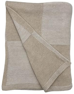 Alashan Cotton Cashmere Cascade Throw from Cashmere - Soft & Cozy - Makes a Great Gift! (Dune & White)