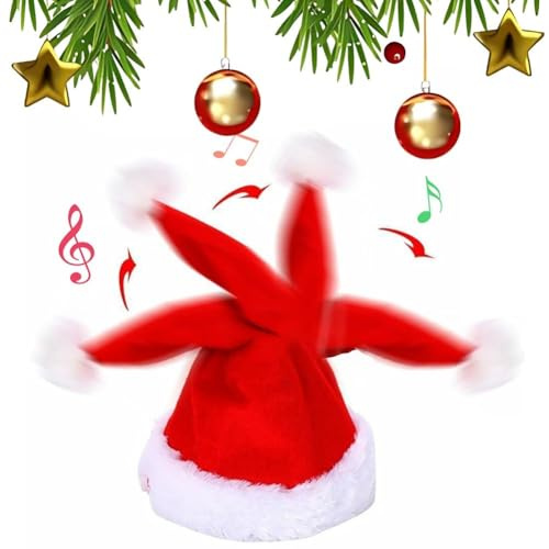 Elektrische Weihnachtsmütze, singend und tanzend, Weihnachtsmann, sprechende Hüte, lustig, beleuchtet, musikalisch, Cartoon, Schaukelspielzeug (1)