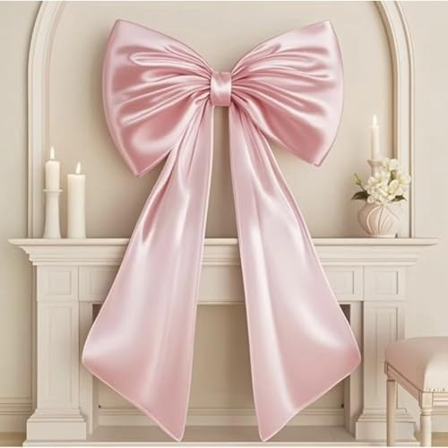 Large Bow Themed Tree Topper Bow Ribbon for Christmas, Themed Party Festival Supplies Wall Pendant(Pink)