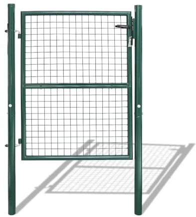 Peviasot Metall Gartentor 150x100 cm Grün, Robustes Zauntor Hoftor aus verzinktem Stahl Rundrohr, Gartentür für Gartenzaun inkl. Griff, Schloss + 3 Schlüsseln