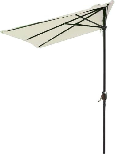 Ombrelloni Da Terrazzo Ombrellone Mezzaluna Balcone Parete Piccolo Reclinabile Inclinabile Semicircolare Per Giardino A Muro Idrorepellente Terrazza Telo Copertura 250cm No Con Base(Beige)