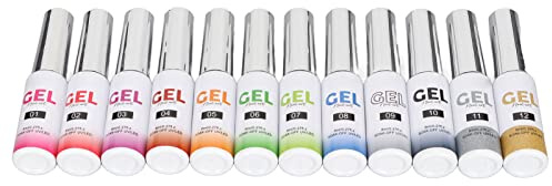 FILFEEL Kit de Esmalte de Uñas de Gel de 12 Colores, Juego de Esmalte de Uñas de Gel de Pintura DIY con Cepillo para de LED Acrílicas