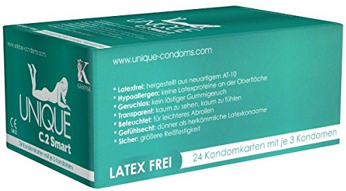 KAMYRA Unique C.2 Smart (PRE-ERECTION) Condom Card, grün - das mitwachsende Kondom, bereits vor der Erektion überziehbar - keine Unterbrechung des Vorspiels nötig, 24 x 3 Stück