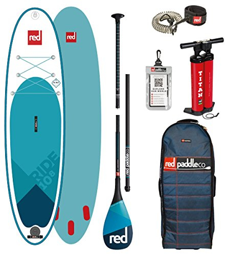 Red Paddle Co SUP Stand Up Paddel Boarding Ride 10';8 Aufblasbares Stand Up Paddel Board Carbon 100 Paket - Unisex