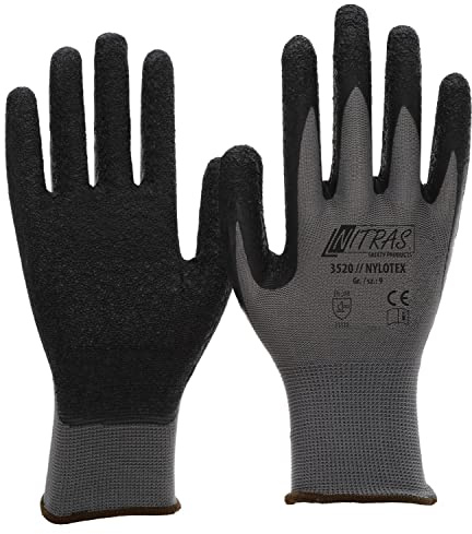 NITRAS Nylotex 3520 nylon-latexhandskar arbetshandskar 12 par storlek 7 (S)