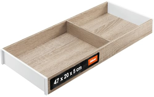 Blum AMBIA-LINE Schubladen-Organizer Holzdekor 47×20×5 cm | Bardolino Eiche | Antirutsch-Füße – sicherer Halt ohne Kleben | Besteckeinsatz & Trenner aus Holzdekor | Für Küche, Bad & Kleiderschrank