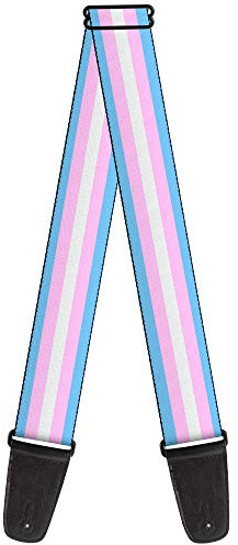 Buckle-Down Gitarrengurt, Flagge Transgender Babyblau Babyrosa Weiß, 5,1 cm breit, Mehrfarbig, 2 Wide - 29-54 Length