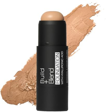 Palladio BUILD & BLEND Foundation Stick, Medium Coverage Buildable Contour Stick for Face, Ultra Blendable Creamy Formula for a Natural Shine Free Finish, Professional Makeup, 0.25 Ounce (Almond)