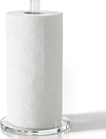 WORHE Paper Towel Holder Countertop Clear Acrylic 5.9 Diameter Thickening Sturdy Base,for Kitchen Bathroom, Paper Towel Dispenser for Tear Tissue Roll 1 Pack (YGC001)