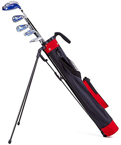 ACXZ Mini Golf Stand Bag Leichte tragbare Golf Sunday Reisetasche Pencilbag für Herren Damen, für 9 Schläger (Schwarz/Rot)