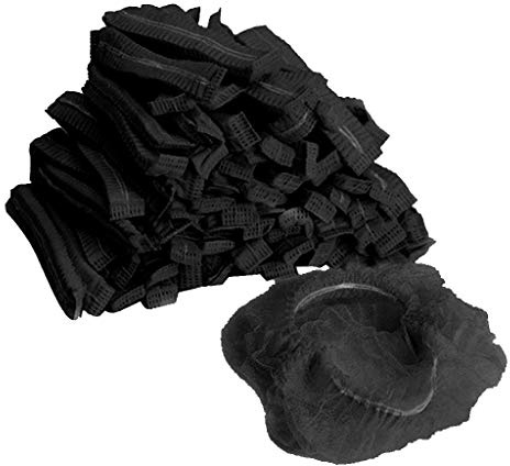 100 Stück Duschkappe, Einweg Duschhaube, Einmalhaube Haarschutz Haarhaube für Kosmetik, Make-Up, Gastronomie, Küche, Fabrik (Schwarz)
