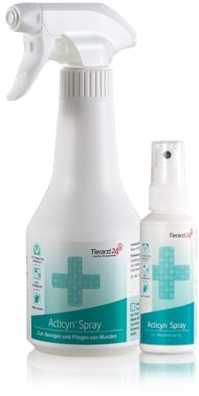 Tierarzt24 ACTICYN Spray reinigt Wunden von Tieren physikalisch, effektiv und schnell - für Jede Haus- und Stallapotheke. Farblos und schmerzfrei in der Anwendung. Einfach aufsprühen - 75 ml
