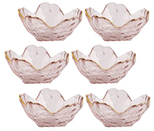 Angoily 6 Stücke Sauce Geschirr Glas Vorspeise Teller Tauchschalen Verkostung Geschirr Blume Form Servierschale Gewürz- Saucer Schüssel Eiscreme Snack- Gewürz- Set