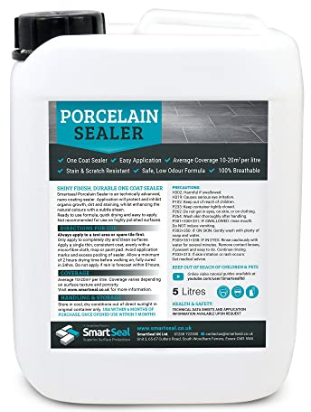 SmartSeal Porcelain Tile Sealer - 5L - Breathable, One Coat, Wet Look Porcelain Sealer for Internal & External Use. Protective, Ceramic Tile Sealant for Patios, Paths, Walls & Floors