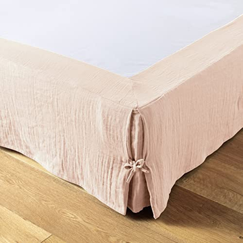 1001KDO POUR LA MAISON Cache sommier Gaze de Coton Gaia 140x190cm Guimauve